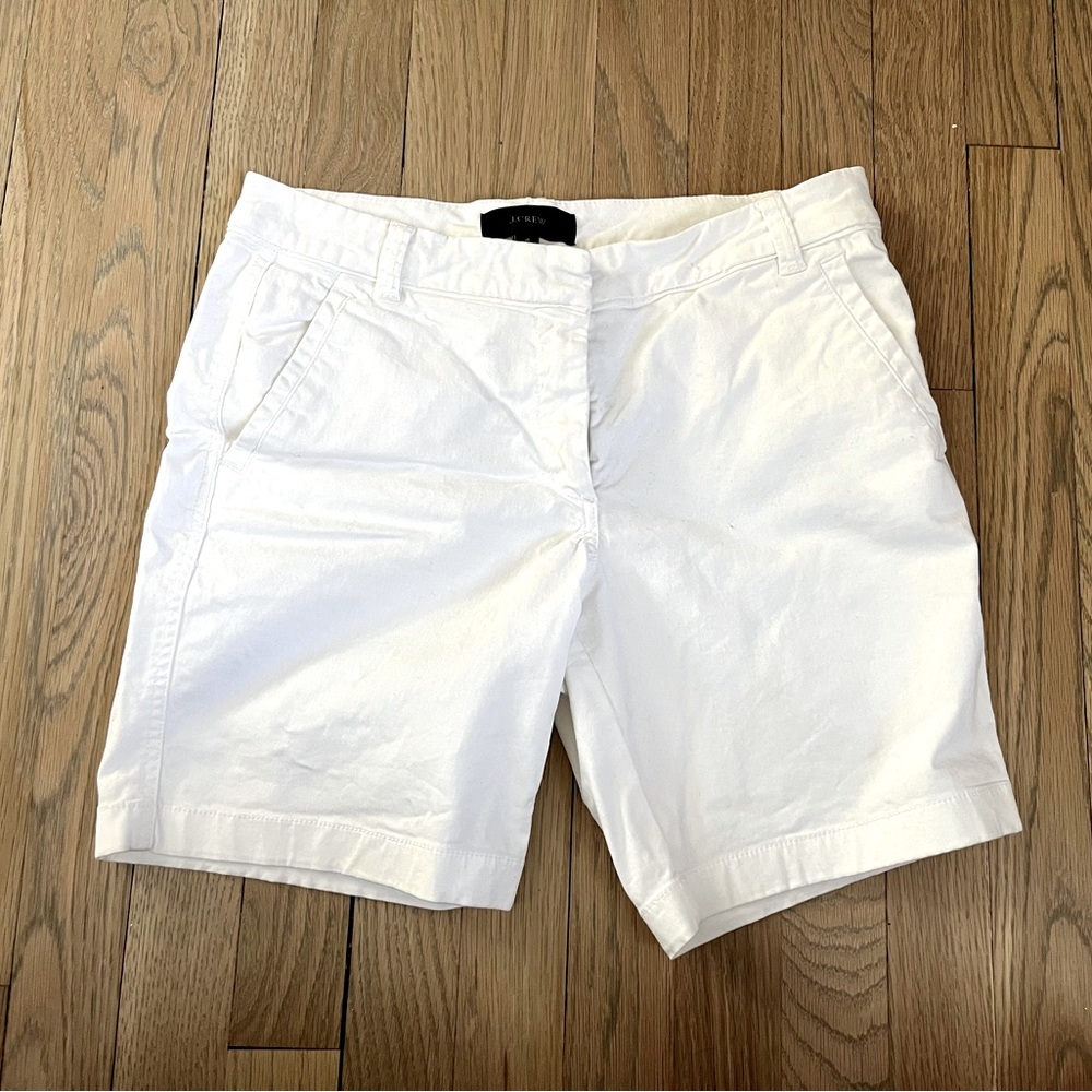 J.Crew White Chino Style Shorts. 7.5” inseam. Size 4.